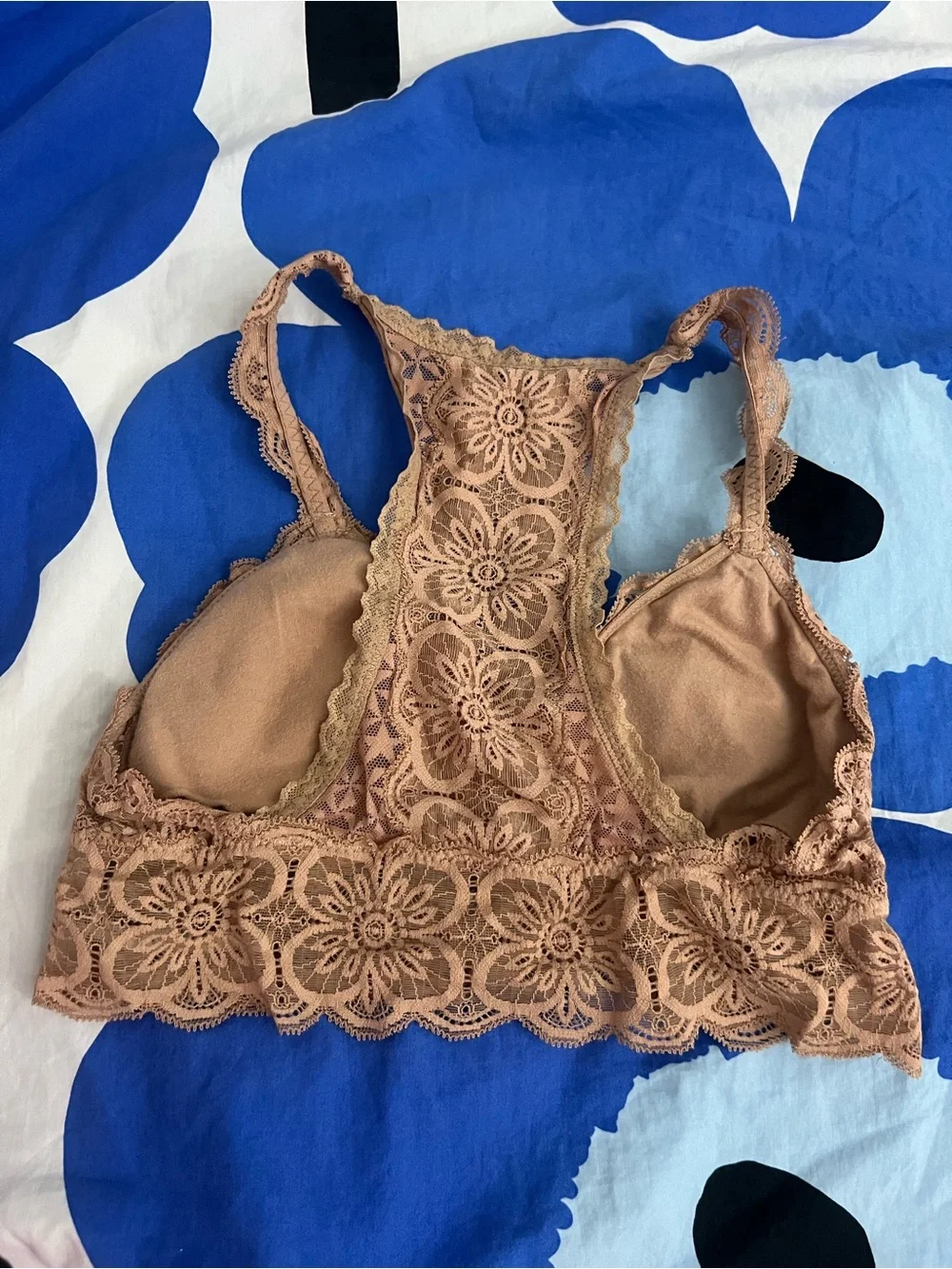 aerie Lace Floral Racerback Bralette in Brown